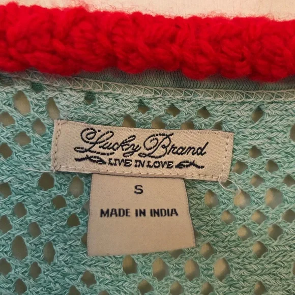 LUCKY BRAND Heathered Teal Top | Crochet Back | S - Picture 8 of 8